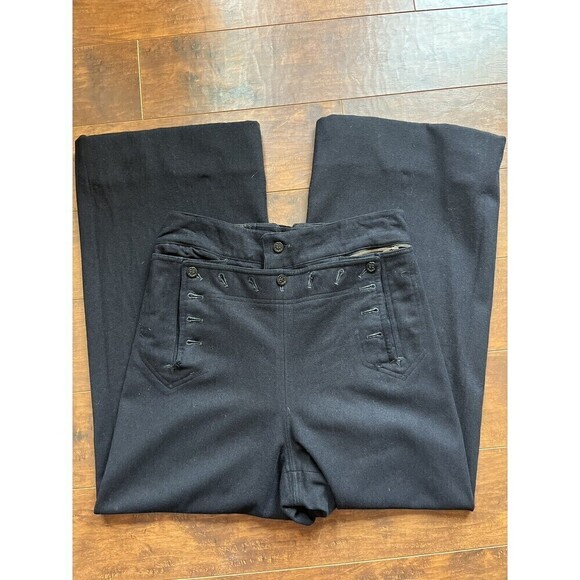 VINTAGE Naval Clothing Factory Pants Mens 30 Wool US Navy Sailor Cropped Flare - Picture 1 of 11